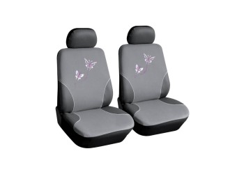 ΚΑΛΥΜΜΑΤΑ ΚΑΘΙΣΜΑΤΩΝ BUTTERFLY ΓΚΡΙ ΜΕ ΡΟΖ ΠΕΤΑΛΟΥΔΕΣ 2ΤΕΜ.