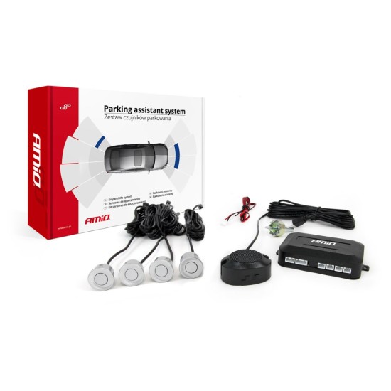 Amio - ΣΥΣΤΗΜΑ ΠΑΡΚΑΡΙΣΜΑΤΟΣ ΜΕ 4 ΑΣΗΜΙ ΑΙΣΘΗΤΗΡΕΣ 22 MM ΚΑΙ BUZZER - 1 ΤΕΜ. (01021/AM)