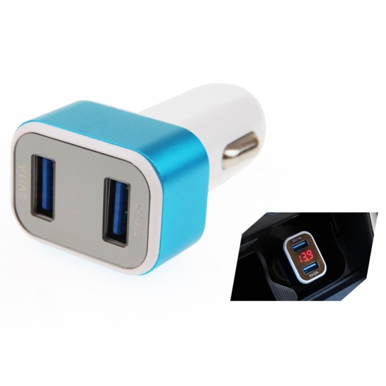 Amio - ΦΟΡΤΙΣΤΗΣ ΑΝΑΠΤΗΡΑ ΜΕ 2 ΘΥΡΕΣ USB 12/24V 3000mA (1Α, 2Α) ΚΑΙ ΕΝΔΕΙΞΗ ΚΑΤΑΝΑΛΩΣΗΣ ΚΑΙ ΒΟΛΤΟΜΕΤΡΟ - 1 ΤΕΜ. (01028/AM)