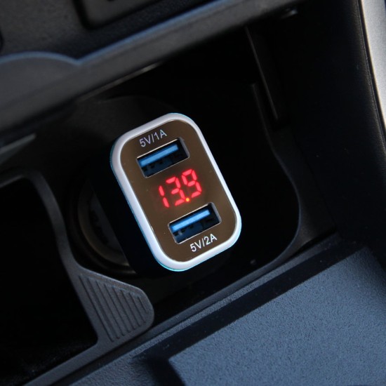 Amio - ΦΟΡΤΙΣΤΗΣ ΑΝΑΠΤΗΡΑ ΜΕ 2 ΘΥΡΕΣ USB 12/24V 3000mA (1Α, 2Α) ΚΑΙ ΕΝΔΕΙΞΗ ΚΑΤΑΝΑΛΩΣΗΣ ΚΑΙ ΒΟΛΤΟΜΕΤΡΟ - 1 ΤΕΜ. (01028/AM)