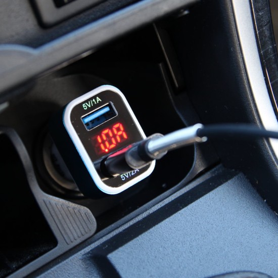 Amio - ΦΟΡΤΙΣΤΗΣ ΑΝΑΠΤΗΡΑ ΜΕ 2 ΘΥΡΕΣ USB 12/24V 3000mA (1Α, 2Α) ΚΑΙ ΕΝΔΕΙΞΗ ΚΑΤΑΝΑΛΩΣΗΣ ΚΑΙ ΒΟΛΤΟΜΕΤΡΟ - 1 ΤΕΜ. (01028/AM)