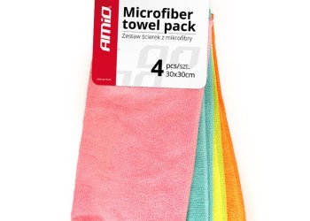 Amio - ΠΑΝΙΑ ΓΥΑΛΙΣΜΑΤΟΣ ΜΕ ΜΙΚΡΟΙΝΕΣ (MICROFIBER) CWASH-02 30x30cm (ΧΡΩΜΑΤΙΣΤΑ) - 4 ΤΕΜ. (01046/AM)