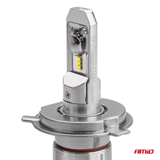 Amio - Σετ Λαμπτήρων Αυτοκινήτου και Φορτηγού RS+ SLIM SERIES τεχνολογίας LED τύπου H4 βάση P43t τάση λειτουργίας 12-36V απόδοσης 50W χρώμα 6000K για Επιβατικά Αυτοκίνητα και Φορτηγά - 2 τεμ. (01082/AM)