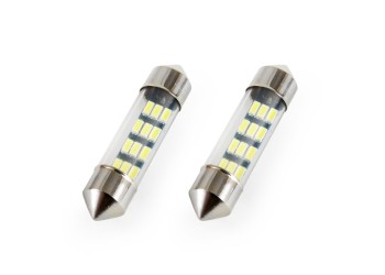 Amio - ΛΑΜΠΑΚΙΑ ΠΛΑΦΟΝΙΕΡΑΣ STANDARD FESTOON C5W 36mm - 12V - 0,5W - 5600K - 12LED (ΛΕΥΚΟ/ΨΥΧΡΟ) - 2 ΤΕΜ. (01090/AM)