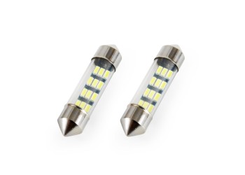 Amio - ΛΑΜΠΑΚΙΑ ΠΛΑΦΟΝΙΕΡΑΣ STANDARD FESTOON C5W 36mm - 12V - 0,5W - 5600K - 12LED (ΛΕΥΚΟ/ΨΥΧΡΟ) - 2 ΤΕΜ. (01090/AM)