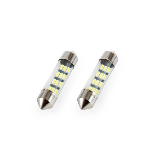 Amio - ΛΑΜΠΑΚΙΑ ΠΛΑΦΟΝΙΕΡΑΣ STANDARD FESTOON C5W 36mm - 12V - 0,5W - 5600K - 12LED (ΛΕΥΚΟ/ΨΥΧΡΟ) - 2 ΤΕΜ. (01090/AM)