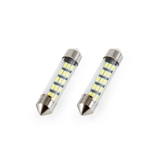 Amio - ΛΑΜΠΑΚΙΑ ΠΛΑΦΟΝΙΕΡΑΣ C5W 12V 0,6W 39mm LED 15xSMD 3014 ΛΕΥΚΟ 5600K – 2 ΤΕΜ. (01091/AM)