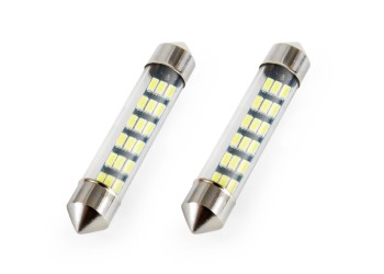 Amio - ΛΑΜΠΑΚΙΑ ΠΛΑΦΟΝΙΕΡΑΣ STANDARD FESTOON C5W 41mm - 12V - 0,7W - 5600K - 18LED (ΛΕΥΚΟ/ΨΥΧΡΟ) - 2 ΤΕΜ. (01092/AM)
