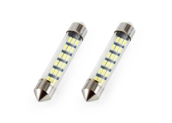 Amio - ΛΑΜΠΑΚΙΑ ΠΛΑΦΟΝΙΕΡΑΣ STANDARD FESTOON C5W 41mm - 12V - 0,7W - 5600K - 18LED (ΛΕΥΚΟ/ΨΥΧΡΟ) - 2 ΤΕΜ. (01092/AM)