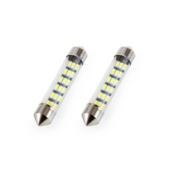 Amio - ΛΑΜΠΑΚΙΑ ΠΛΑΦΟΝΙΕΡΑΣ STANDARD FESTOON C5W 41mm - 12V - 0,7W - 5600K - 18LED (ΛΕΥΚΟ/ΨΥΧΡΟ) - 2 ΤΕΜ. (01092/AM)