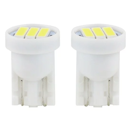 Amio - Λαμπάκια LED 3SMD 7020 τύπου T10 βάση W5W W2.1x9.5d τάση λειτουργίας 12V απόδοσης 0.4W χρώμα λευκό για Επιβατικά Αυτοκίνητα - 2 τεμ. (01096/AM)