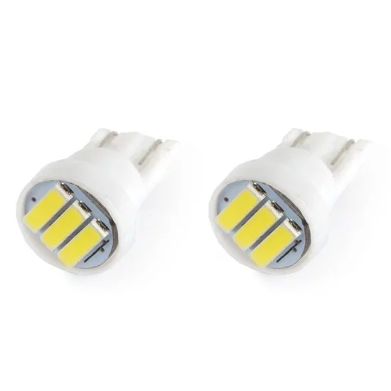 Amio - Λαμπάκια LED 3SMD 7020 τύπου T10 βάση W5W W2.1x9.5d τάση λειτουργίας 12V απόδοσης 0.4W χρώμα λευκό για Επιβατικά Αυτοκίνητα - 2 τεμ. (01096/AM)