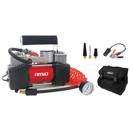 Amio - ΚΟΜΠΡΕΣΕΡ ΑΕΡΑ ΕΛΑΣΤΙΚΩΝ ΜΕΤΑΛΛΙΚΟ 12V 150psi 10bar ΜΕ ΦΙΣ ΑΝΑΠΤΗΡΑ ΚΑΙ ΚΑΛΩΔΙΟ – 1 ΤΕΜ. (01136/AM)