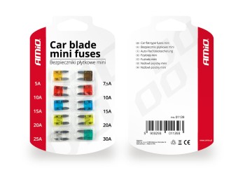 Amio - ΑΣΦΑΛΕΙΕΣ MINI ΔΙΑΦΟΡΕΣ ΣΕ ΚΑΡΤΕΛΑ 1x5A/1x7.5A/2x10A/2x15A/2x20A/1x25A/1x30A - 10 ΤΕΜ. (01139/AM)