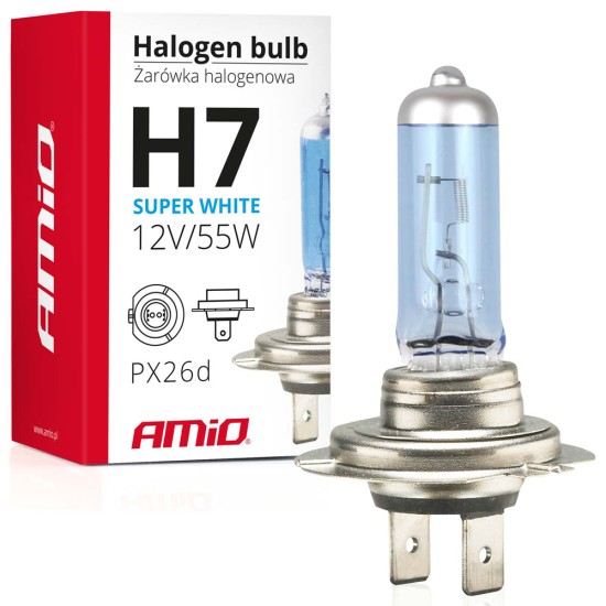 Amio - ΛΑΜΠΑ ΑΛΟΓΟΝΟΥ H7 PX26d 12V/55W/4200K SUPER WHITE - 1 TEM. (01157/AM)