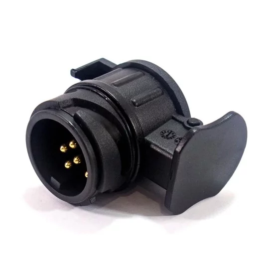 Amio - Αντάπτορας κοτσαδόρου τύπου φις για τρέιλερ 13/7 επαφών, ανθεκτικός σε εξωτερικές συνθήκες και εύκολος στην εγκατάσταση, κατάλληλος για σύνδεση φωτισμού ρυμουλκούμενου και προστασία ηλεκτρολογικού κυκλώματος – για αυτοκίνητα – 1 τεμ. (01253/AM)