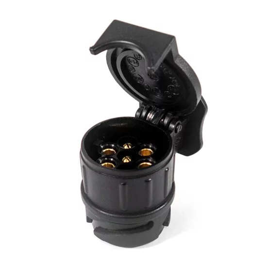 Amio - Αντάπτορας κοτσαδόρου τύπου φις για τρέιλερ 13/7 επαφών, ανθεκτικός σε εξωτερικές συνθήκες και εύκολος στην εγκατάσταση, κατάλληλος για σύνδεση φωτισμού ρυμουλκούμενου και προστασία ηλεκτρολογικού κυκλώματος – για αυτοκίνητα – 1 τεμ. (01253/AM)