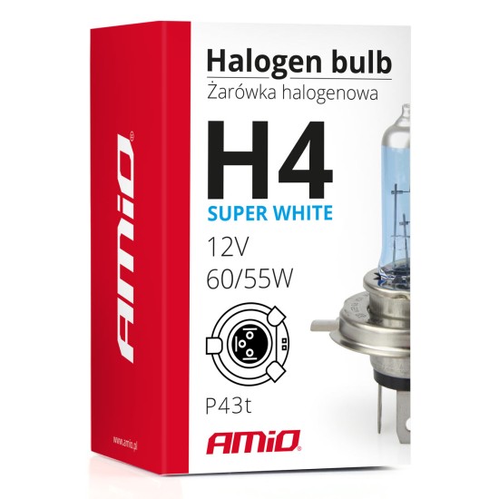 Amio - H4 12V 60/55W P43t SUPERWHITE 1ΤΕΜ. (01269/AM)