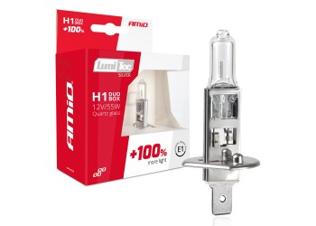 Amio - H1 12V 55W P14,5s LUMITEC SILVER ΑΛΟΓΟΝΟΥ +100% UP TO 25m - 2 ΤΕΜ. (01401/AM)