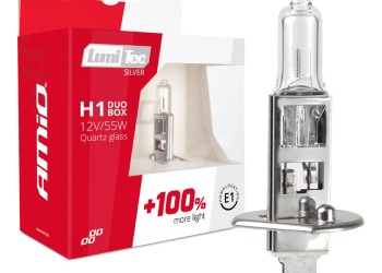 Amio - H1 12V 55W P14,5s LUMITEC SILVER ΑΛΟΓΟΝΟΥ +100% UP TO 25m - 2 ΤΕΜ. (01401/AM)
