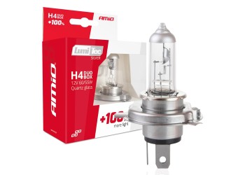 Amio - H4 12V 60/55W P43t LUMITEC SILVER ΑΛΟΓΟΝΟΥ +100% UP TO 25m - 2 ΤΕΜ. (01402/AM)
