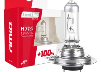 Amio - H7 12V 55W PX26d LUMITEC SILVER ΑΛΟΓΟΝΟΥ +100% UP TO 25m - 2 ΤΕΜ. (01403/AM)