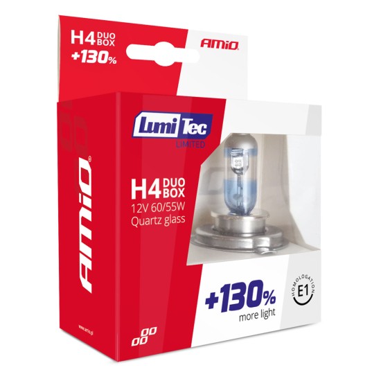 Amio - H4 12V 60/55W P43t LUMITEC LIMITED +130% UP TO 40m - 2 ΤΕΜ. (01405/AM)