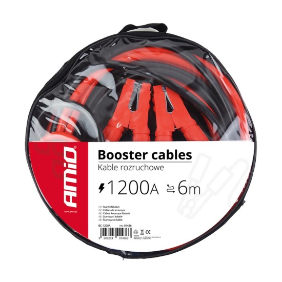 Amio - ΡΕΥΜΑΤΟΔΟΤΕΣ 1200A 6m (ΚΑΛΩΔΙΑ ΦΟΡΤΙΣΗΣ ΜΠΑΤΑΡΙΑΣ) – 1 σετ. (01436/AM)