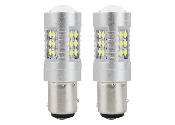 Amio - P21/5W BA15d 12/24V 24xSMD 3030 6.000K LED CAN-BUS 15SMD 2835 -2 ΤΕΜ. (01438/AM)