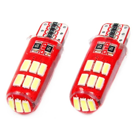 Amio - T10 W5W 12V W2,1x9,5d ΛΕΥΚΟ 5.600K 15SMDx4014 LED ΣΙΛΙΚΟΝΗΣ (ΚΑΡΦΩΤΟ - CAN-BUS) 2ΤΕΜ. (01443/AM)