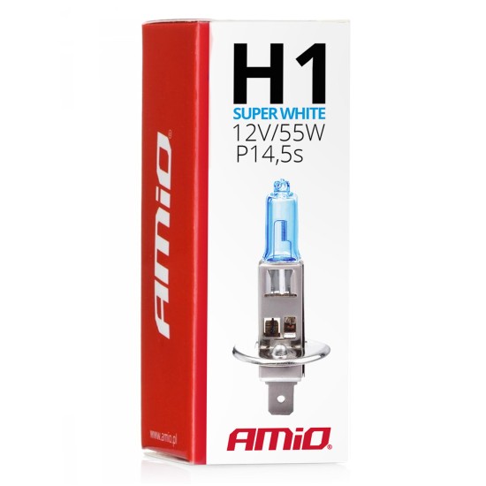 Amio - H1 12V 55W P14,5s SUPERWHITE - 1 ΤΕΜ. (01489/AM)