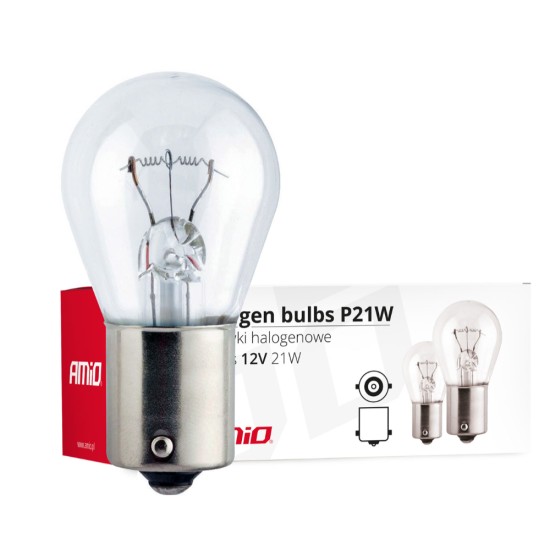 Amio - ΛΑΜΠΑΚΙΑ ΜΟΝΟΠΟΛΙΚΑ ΑΛΟΓΟΝΟΥ P21W 12V 21W BA15s ΣΕ ΚΟΥΤΙ - 10 TEM. (01491/AM)