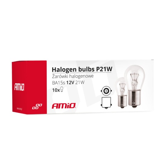 Amio - ΛΑΜΠΑΚΙΑ ΜΟΝΟΠΟΛΙΚΑ ΑΛΟΓΟΝΟΥ P21W 12V 21W BA15s ΣΕ ΚΟΥΤΙ - 10 TEM. (01491/AM)