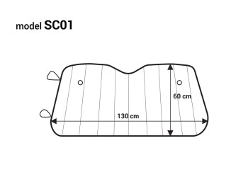 Amio - ΗΛΙΟΠΡΟΣΤΑΣΙΑ ΕΣΩΤΕΡΙΚΗ ΑΣΗΜΙ ΜΕ ΒΕΝΤΟΥΖΕΣ 130x60cm - 1 ΤΕΜ. (01531/AM)