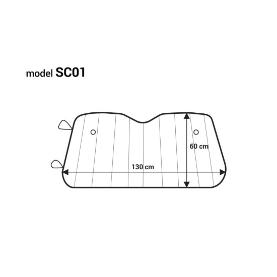 Amio - ΗΛΙΟΠΡΟΣΤΑΣΙΑ ΕΣΩΤΕΡΙΚΗ ΑΣΗΜΙ ΜΕ ΒΕΝΤΟΥΖΕΣ 130x60cm - 1 ΤΕΜ. (01531/AM)