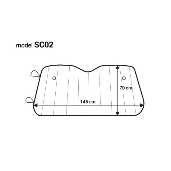 Amio - ΗΛΙΟΠΡΟΣΤΑΣΙΑ ΕΣΩΤΕΡΙΚΗ ΑΣΗΜΙ ΜΕ ΒΕΝΤΟΥΖΕΣ 145x70cm - 1 ΤΕΜ. (01532/AM)