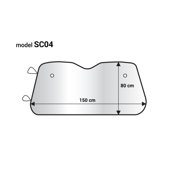 Amio - ΗΛΙΟΠΡΟΣΤΑΣΙΑ ΕΣΩΤΕΡΙΚΗ ΑΣΗΜΙ ΜΕ ΒΕΝΤΟΥΖΕΣ 150x80cm - 1 ΤΕΜ. (01534/AM)