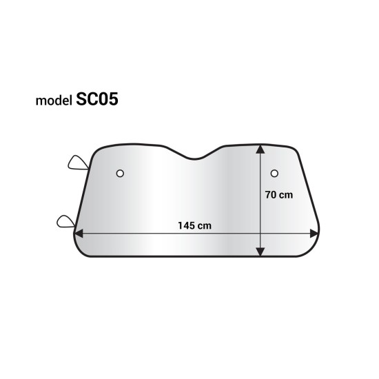 Amio - ΗΛΙΟΠΡΟΣΤΑΣΙΑ ΕΣΩΤΕΡΙΚΗ ΑΣΗΜΙ ΜΕ ΒΕΝΤΟΥΖΕΣ 145x70cm - 1 ΤΕΜ. (01535/AM)