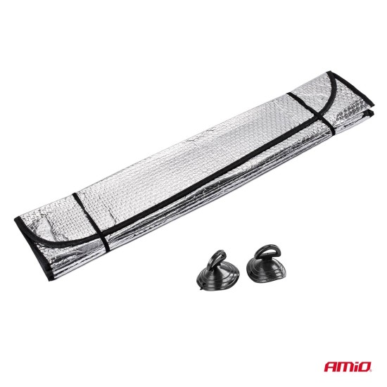 Amio - ΗΛΙΟΠΡΟΣΤΑΣΙΑ ΕΣΩΤΕΡΙΚΗ ΑΣΗΜΙ ΑΦΡΟΥ ΜΕ ΒΕΝΤΟΥΖΕΣ 130x60cm - 1 ΤΕΜ. (01536/AM)