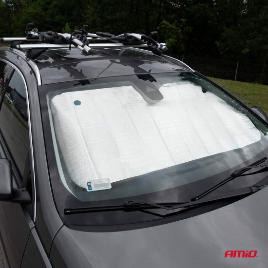 Amio - ΗΛΙΟΠΡΟΣΤΑΣΙΑ ΕΣΩΤΕΡΙΚΗ ΑΣΗΜΙ ΑΦΡΟΥ ΜΕ ΒΕΝΤΟΥΖΕΣ 130x60cm - 1 ΤΕΜ. (01536/AM)