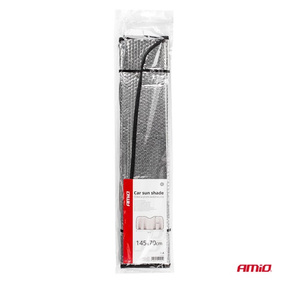 Amio - ΗΛΙΟΠΡΟΣΤΑΣΙΑ ΕΣΩΤΕΡΙΚΗ ΑΣΗΜΙ ΑΦΡΟΥ ΜΕ ΒΕΝΤΟΥΖΕΣ 130x60cm - 1 ΤΕΜ. (01536/AM)