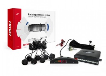 Amio - ΣΥΣΤΗΜΑ ΠΑΡΚΑΡΙΣΜΑΤΟΣ 12V 8 ΜΑΤΙΑ ΜΑΥΡΑ ΕΜΠΡΟΣ-ΠΙΣΩ Φ22mm ΜΕ ΟΘΟΝΗ LED - 1 ΤΕΜ. (01560/AM)