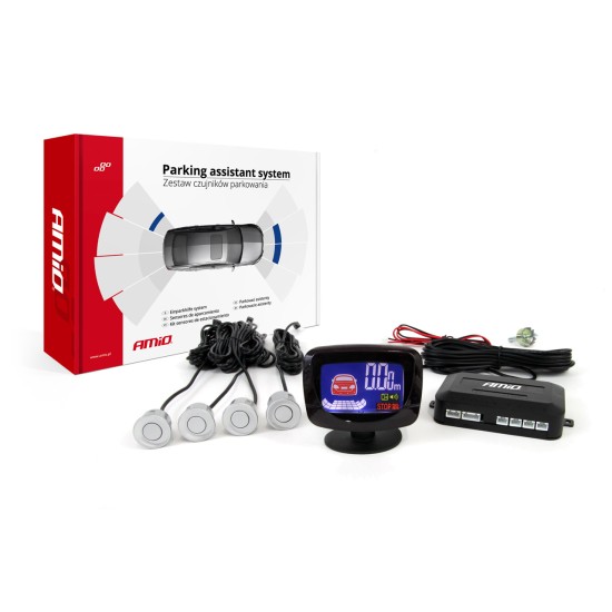 Amio - ΣΥΣΤΗΜΑ ΠΑΡΚΑΡΙΣΜΑΤΟΣ 12V ΜΕ 4 ΑΙΣΘΗΤΗΡΕΣ (ΑΣΗΜΙ) 22mm ΚΑΙ ΟΘΟΝΗ LED-GRAF - 1 ΤΕΜ. (01561/AM)