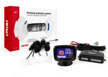 Amio - ΣΥΣΤΗΜΑ ΠΑΡΚΑΡΙΣΜΑΤΟΣ 12V ΜΕ 4 ΑΙΣΘΗΤΗΡΕΣ (ΛΕΥΚΟ) 22mm ΚΑΙ ΟΘΟΝΗ LED-GRAF - 1 ΤΕΜ. (01563/AM)