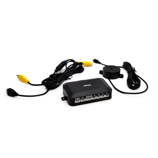 Amio - ΣΥΣΤΗΜΑ ΠΑΡΚΑΡΙΣΜΑΤΟΣ 12V ΜΕ 4 ΔΙΑΙΡΟΥΜΕΝΟΥΣ ΑΙΣΘΗΤΗΡΕΣ GOLD (ΜΑΥΡΟ) 18mm ΚΑΙ BUZZER (ΜΟΝΟ ΗΧΟΣ) - 1 ΤΕΜ. (01576/AM)