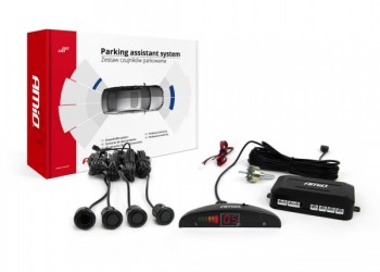 Amio - ΣΥΣΤΗΜΑ ΠΑΡΚΑΡΙΣΜΑΤΟΣ 12V ΜΕ 4 ΔΙΑΙΡΟΥΜΕΝΟΥΣ ΑΙΣΘΗΤΗΡΕΣ ΤΥΠΟΥ GOLD (ΜΑΥΡΟ) 18mm ΚΑΙ ΟΘΟΝΗ - 1 ΤΕΜ. (01577/AM)