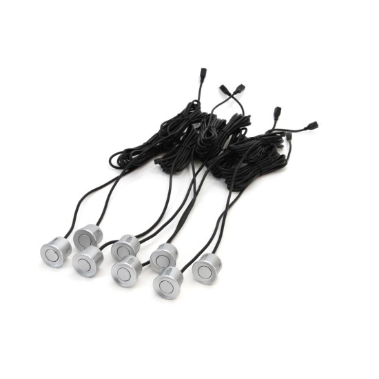 Amio - ΣΥΣΤΗΜΑ ΠΑΡΚΑΡΙΣΜΑΤΟΣ 12V 8 ΜΑΤΙΑ ΑΣΗΜΙ ΕΜΠΡΟΣ-ΠΙΣΩ Φ22mm ΜΕ ΟΘΟΝΗ LED - 1 ΤΕΜ. (01598/AM)