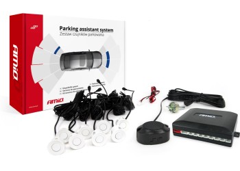 Amio - ΣΥΣΤΗΜΑ ΠΑΡΚΑΡΙΣΜΑΤΟΣ 12V ΜΕ 8 ΑΙΣΘΗΤΗΡΕΣ (ΛΕΥΚΟ) 22 mm ΚΑΙ BUZZER (ΜΟΝΟ ΗΧΟΣ) - 1 ΤΕΜ. (01599/AM)