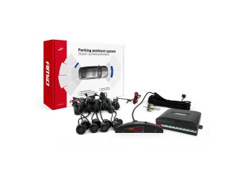 Amio - ΣΥΣΤΗΜΑ ΠΑΡΚΑΡΙΣΜΑΤΟΣ 12V ΜΕ 8 ΔΙΑΙΡΟΥΜΕΝΟΥΣ ΑΙΣΘΗΤΗΡΕΣ ΤΥΠΟΥ GOLD (ΜΑΥΡΟ) 18mm ΚΑΙ ΟΘΟΝΗ - 1 ΤΕΜ. (01603/AM)