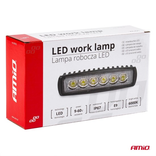 Amio - ΠΡΟΒΟΛΕΑΣ ΕΡΓΑΣΙΑΣ DAYLINE WL01 FLAT 9/60V - 18W - 6000K - 6 LED (ΛΕΥΚΟ/ΨΥΧΡΟ) - 160 Χ 43 Χ 42 mm - 1 ΤΕΜ. (01612/AM)